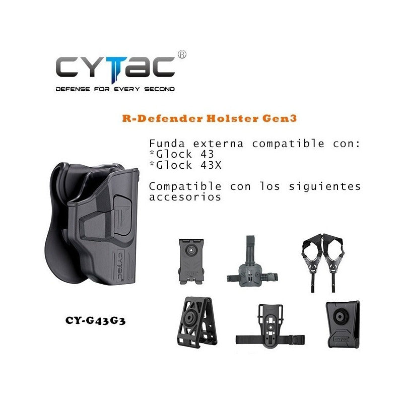 Cy-g43g4 Porta Pistola Para Glock, 43/43x Cytac