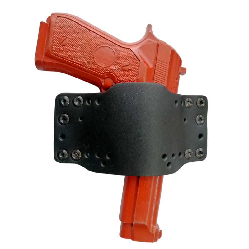 12561 - Porta pistola moldeable de piel negra para armas cortas grandes y revolver convertible a funda interna