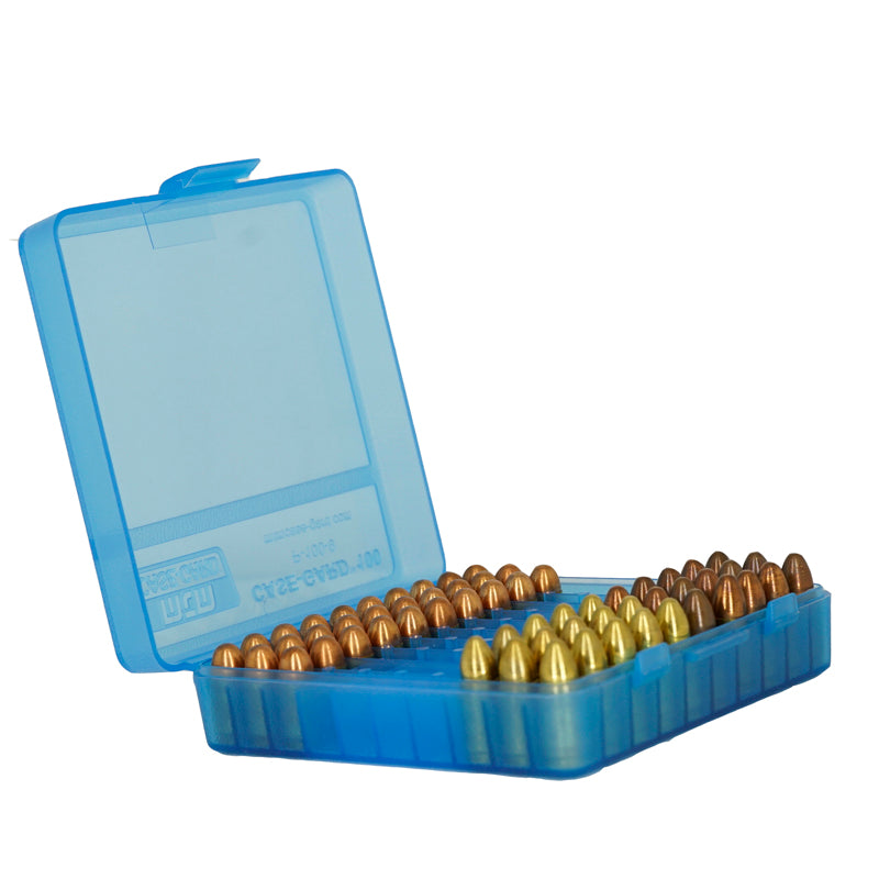 P-100-9-24 Caja para Municiones Calibre 9mm, 21mm, Color Azul Claro - Case Gard