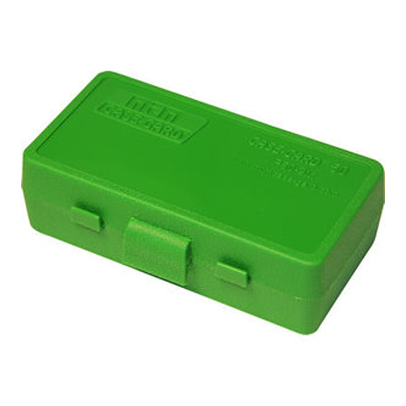 P50-44-10 Caja para Municiones Calibre 44, 256, 310, 357, 38-40, 41, 44, 45, 460, Color Verde - Case Gard
